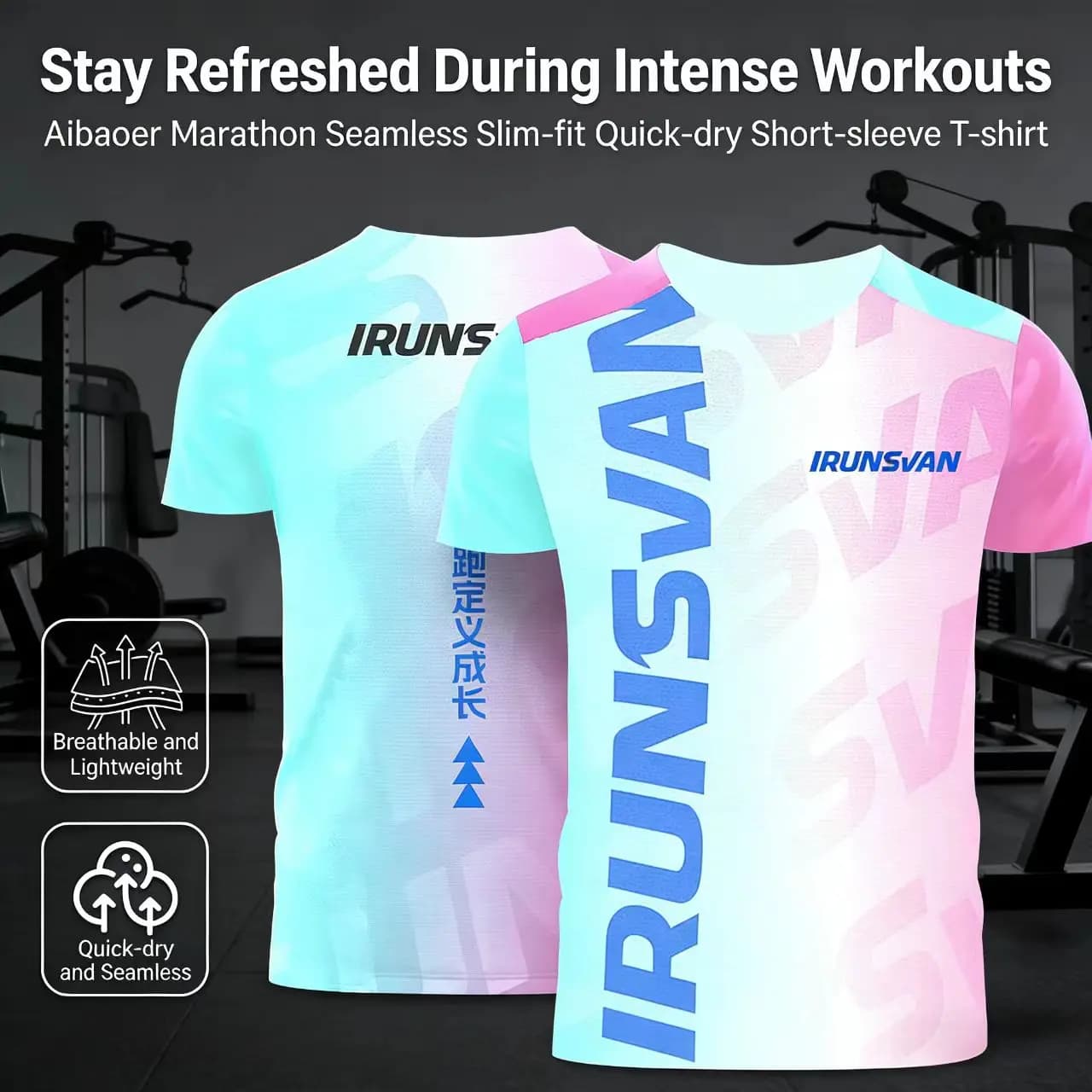IRUNSVAN 2025 Maglietta a Maniche Corte Senza Cuciture per Maratona e Fitness, Asciugatura Rapida, Assorbimento del Sudore, Traspirante