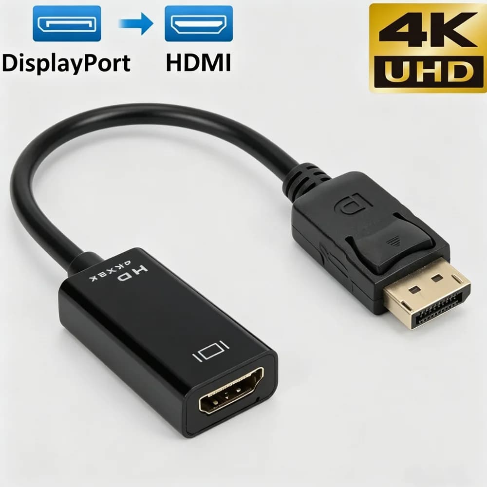 Cavo adattatore convertitore da DisplayPort a HDMI compatibile HD 4K, da DP maschio a HDMI femmina, per video e audio, per TV, PC, proiettore