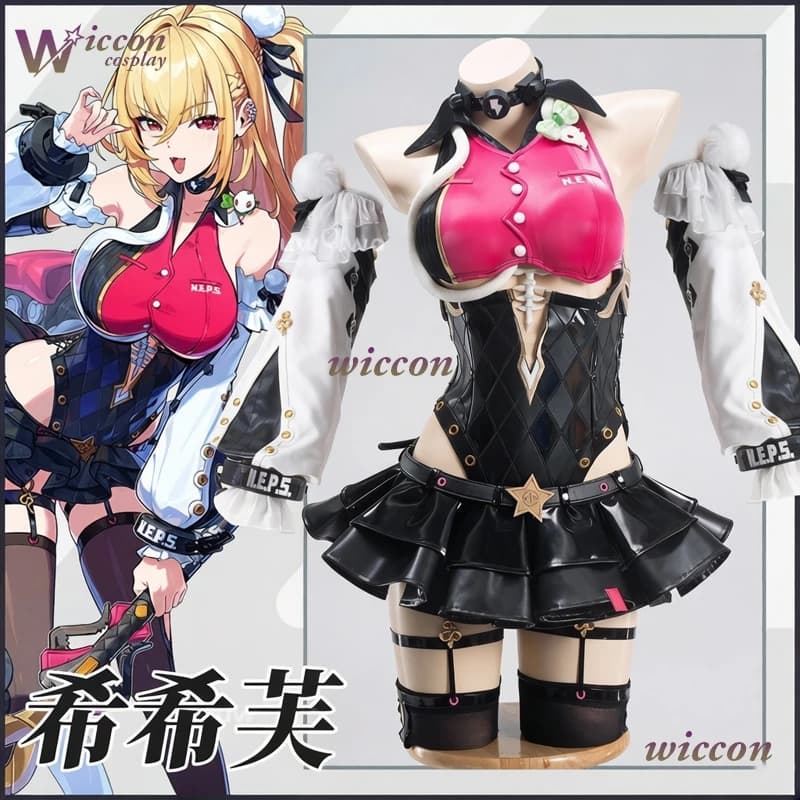 Parrucca Cosplay Cissia e Costume Sexy Zenless Zone Zero per Donne - Set Uniforme Anime per Carnevale e Halloween con Gonna e Scarpe