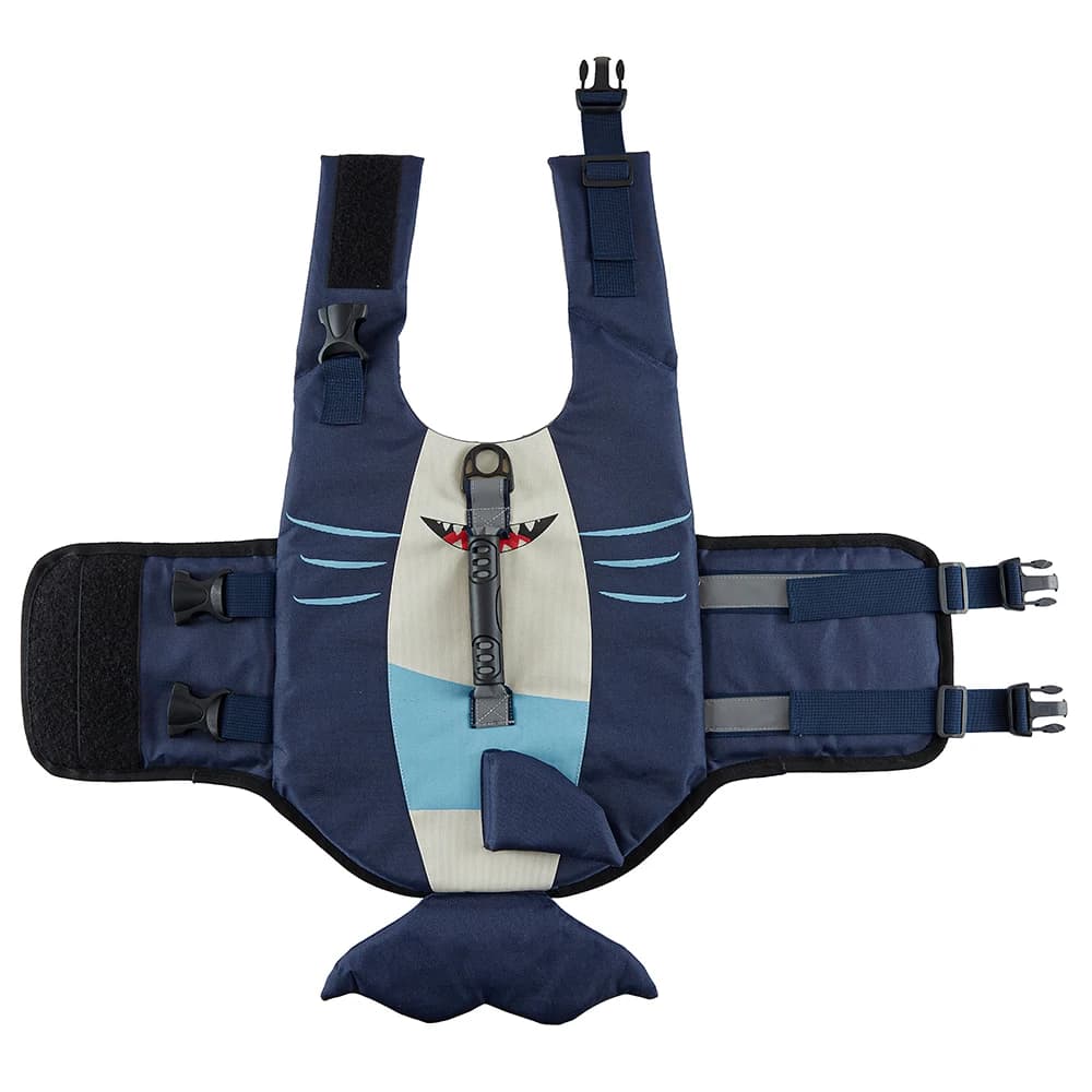 Giubbotto di Salvataggio per Cani con Design a Squalo, Gilet di Sicurezza per Animali Domestici per Nuoto e Nautica, Ausilio Galleggiante Regolabile con Maniglia di Salvataggio per Cani di Taglia Media e Grande