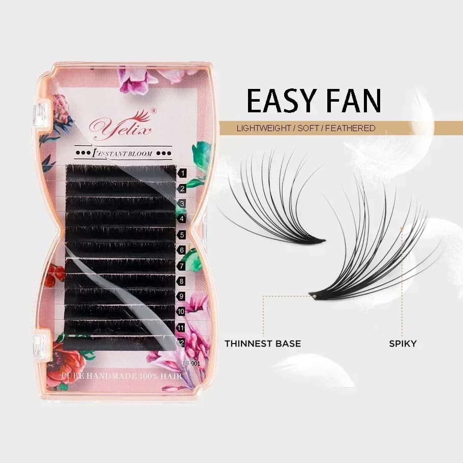 Yelix M curl Easy Fan Lashes Bloom Estensione ciglia individuale Ciglia finte visone Estensione ciglia naturali morbide Volume Ventilatori automatici