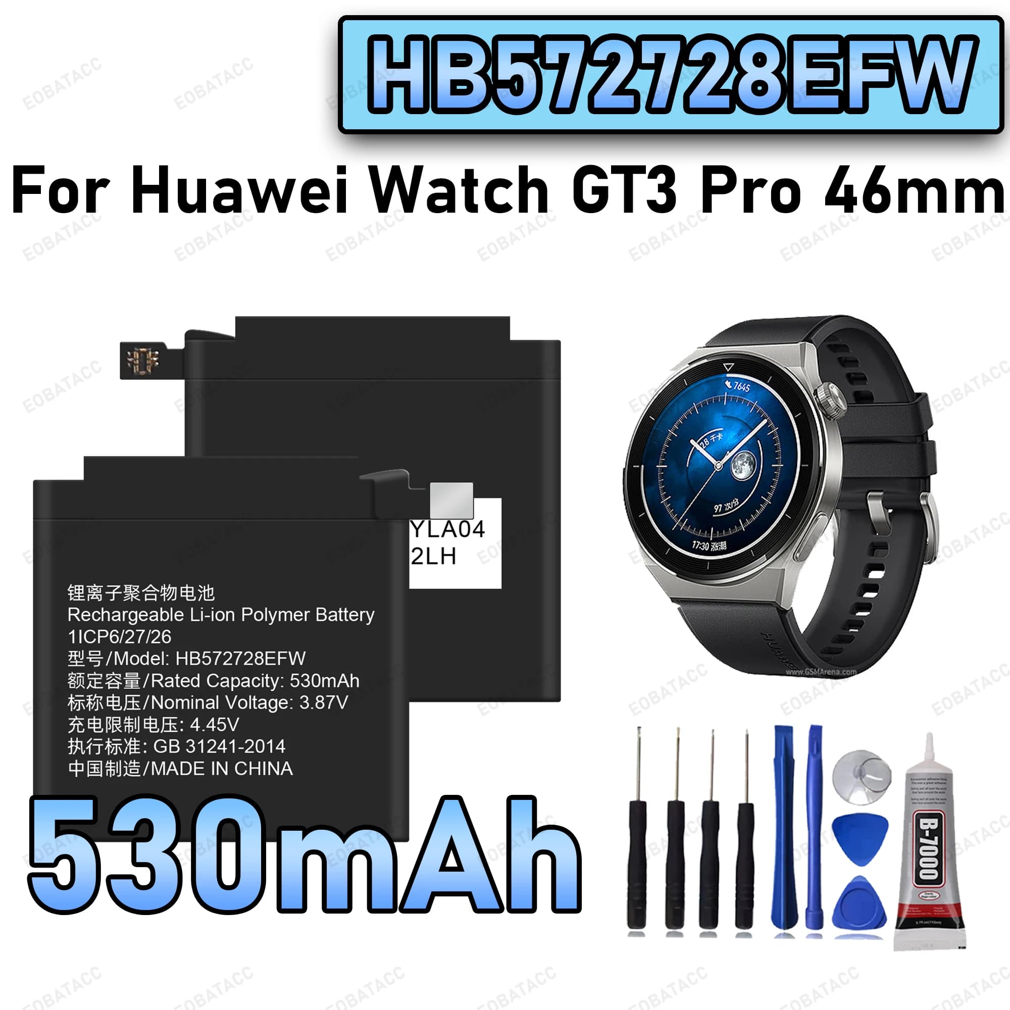 100% nuova batteria HB572728EFW a ciclo zero per Huawei Watch GT3 PRO 46MM Smart Watch Bateria + strumenti gratuiti