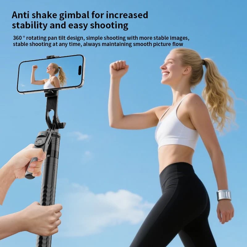 Bastone selfie 360 ° Stabilizzatore per giunti di rotazione Supporto per telefono con treppiede remoto wireless per fotocamera GoPro del telefono