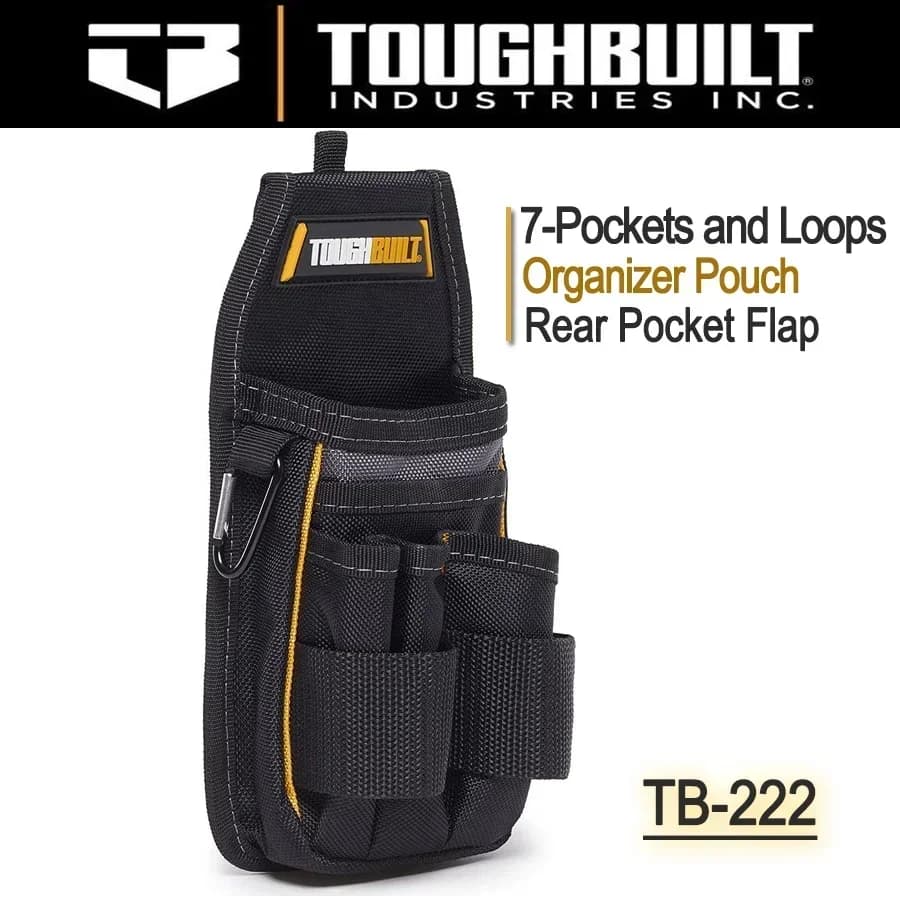 Custodia organizer ToughBuilt TB-222 - Tasca posteriore con patta - Adatta sopra pantaloni o cintura, custodia per attrezzi da cintura resistente e durevole