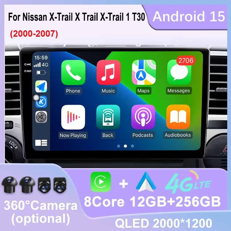 Bluetooth DSP Autoradio Per Nissan X-trail 1 T30 2000-2007 WIFI 4G GPS Lettore Video Multimediale Wireless Carplay Auto