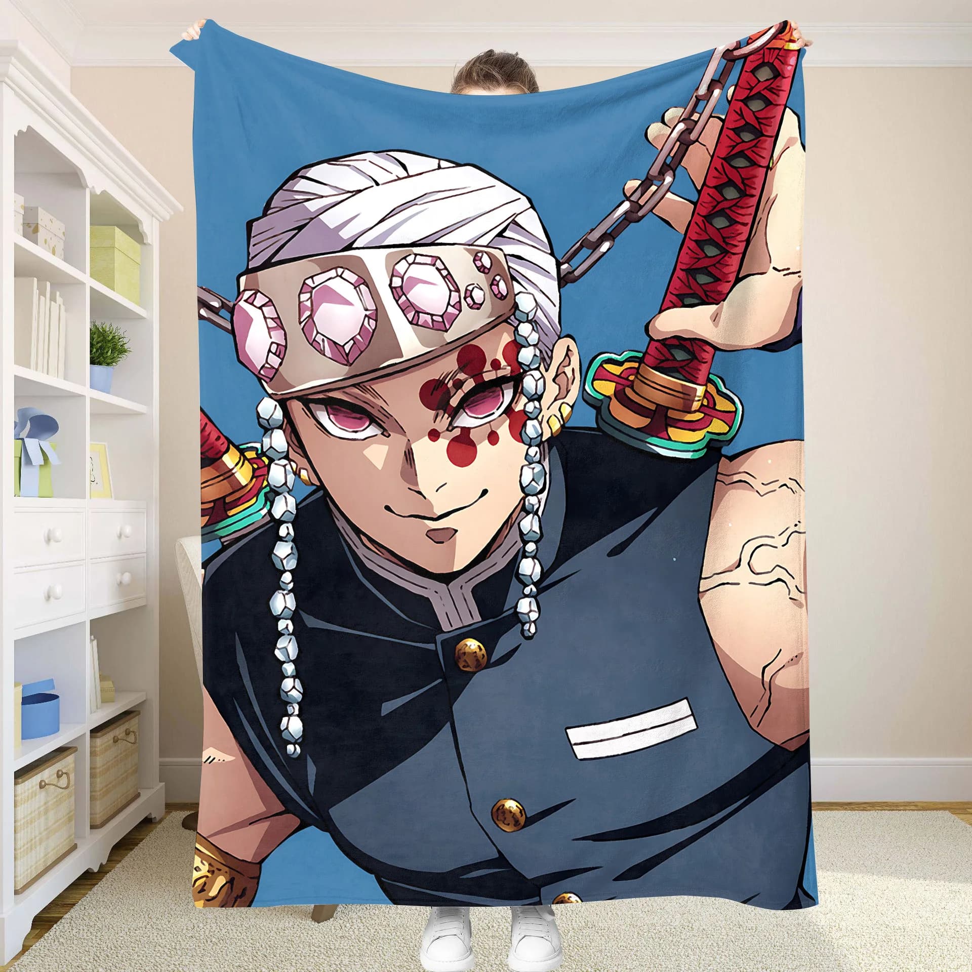 Nap Custom Double Baby Throw Blanket Demon Slayer Fluffy Soft Blankets for Decorative Sofa Summer Comforter Bedspread on the Bed