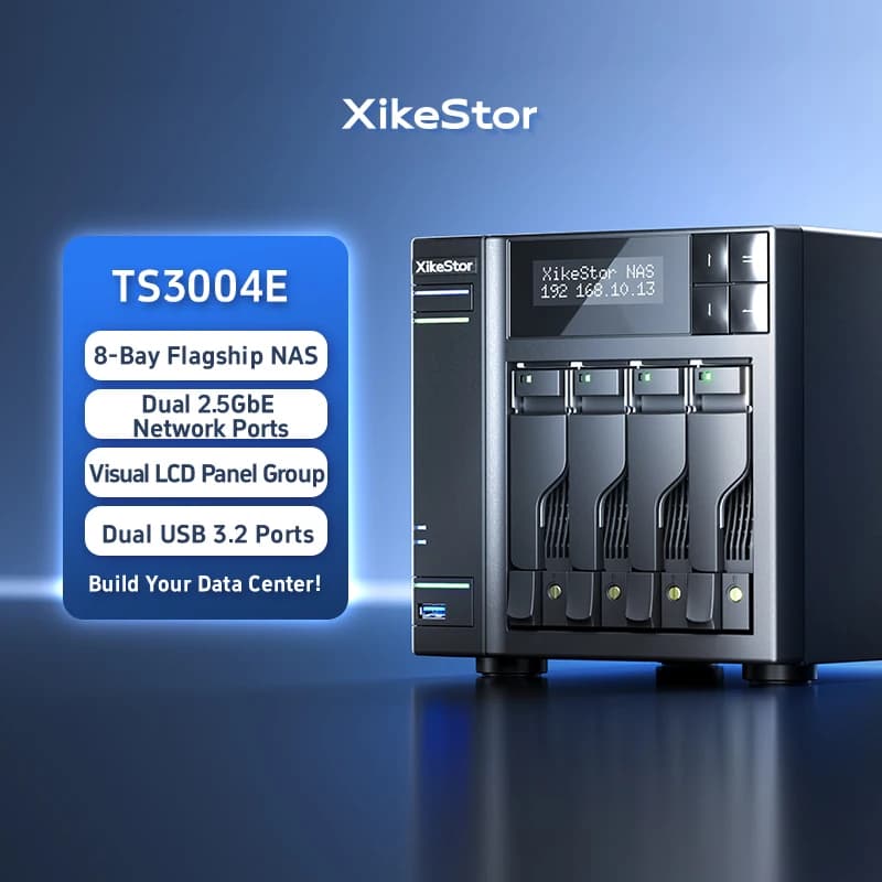 XikeStor Server NAS fai-da-te SATA a 4 alloggiamenti 4x M.2 NVMe SSD 2.5GbE Doppia porta LAN per l'home office