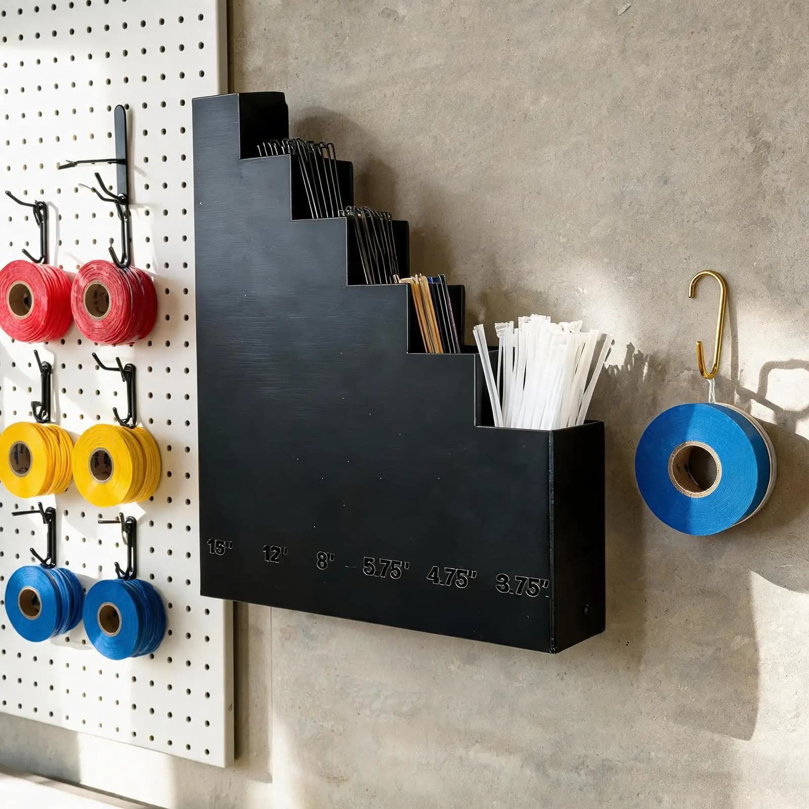 Cable Tie Holder Heavy Duty Space Saving Wall Rack Garage Wall Tie Organizer Rack for Home Shed Utility Room Drawer Management