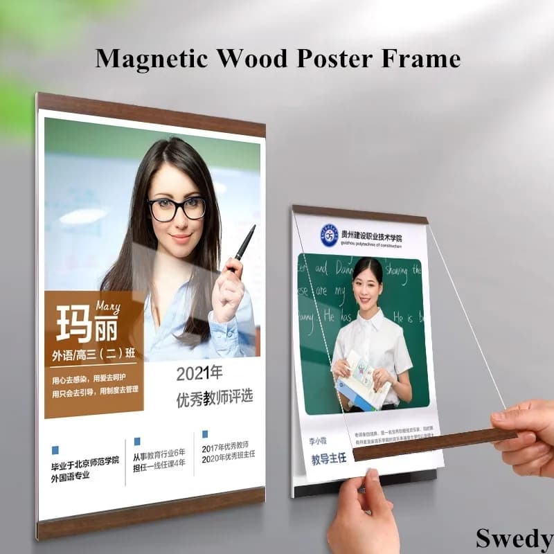 A5 148x210mm Wall Mounted Acrylic Poster Picture Gallery Art Frame Home Furnishing Decorative Self-adhesive Magnetic Sign Holder