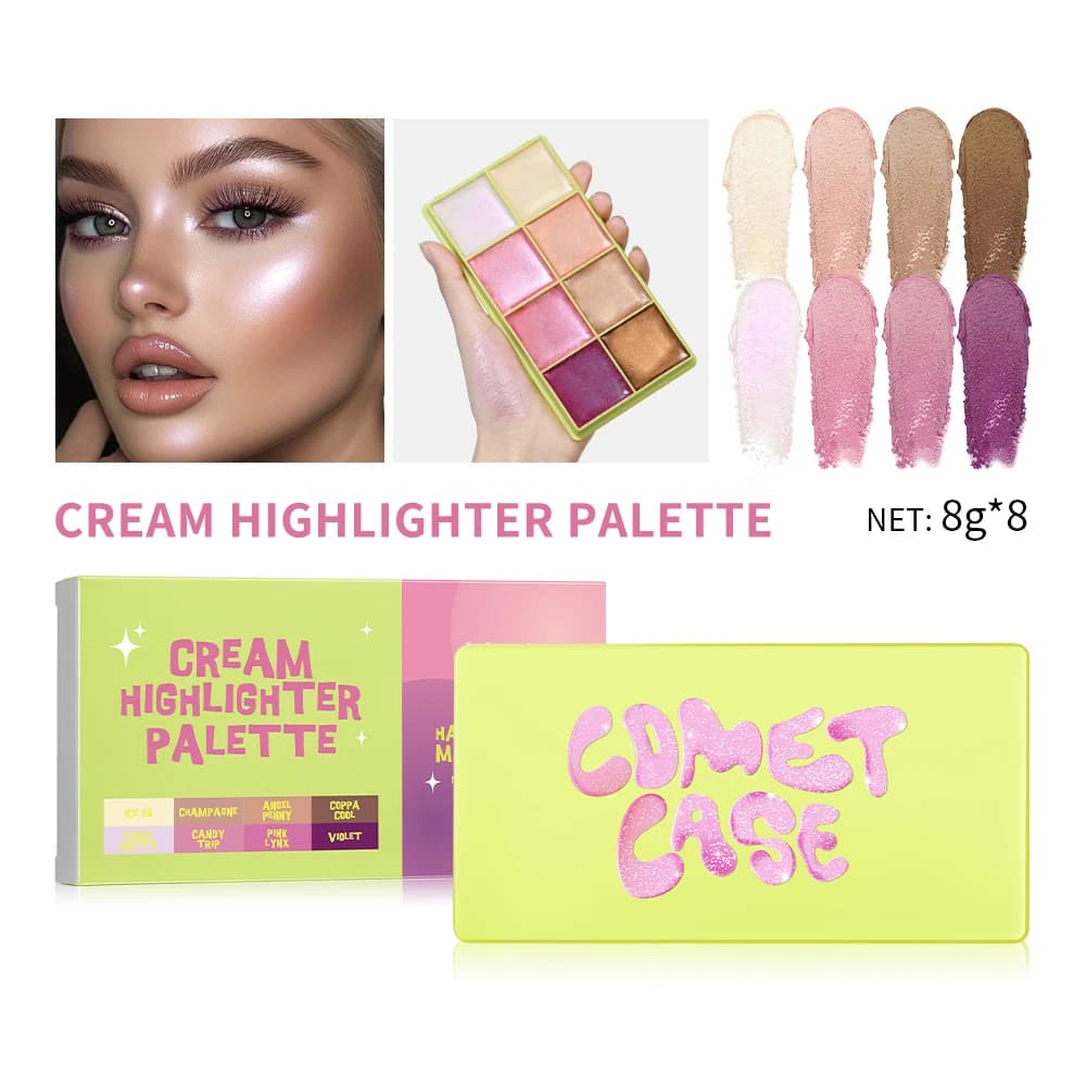Set of makeup palette in cream, 8 colors/set, accessories for the female room, shade palette for makeup, gift for woman girl