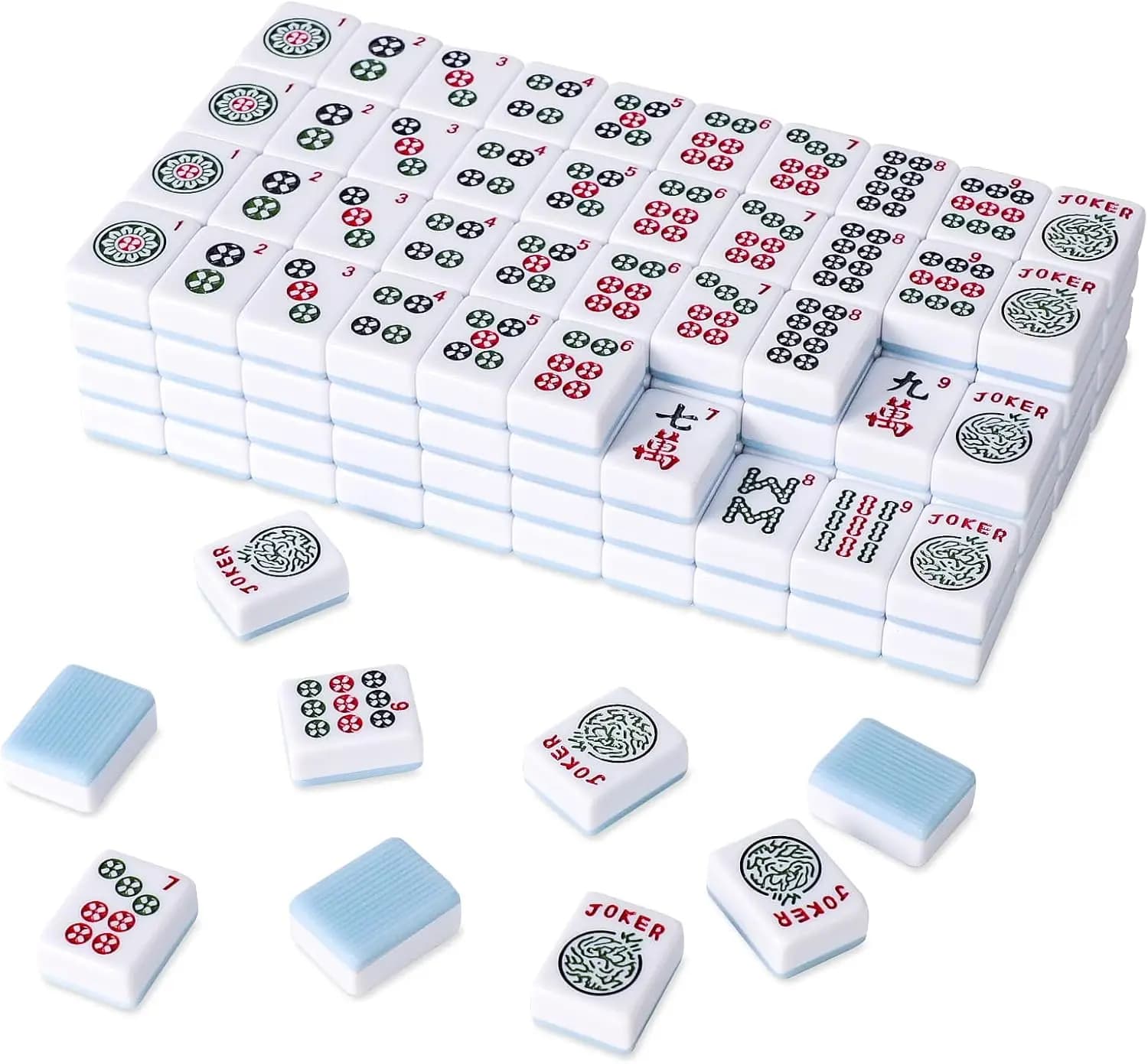 Set di Tessere Mahjong Americano, 166 Tessere con Retro Blu, Tessere da 1.2 Pollici (Solo Tessere)