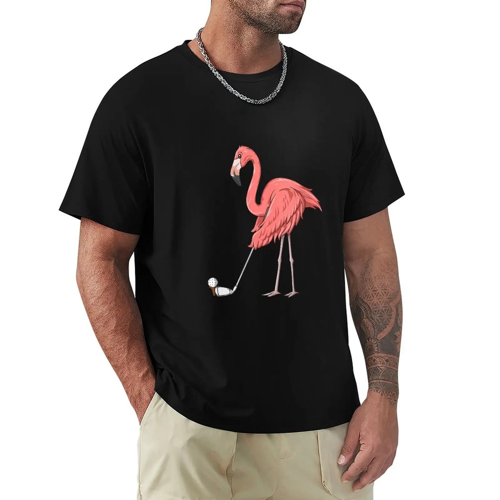 T-shirt da donna Flamingo Golf Flamingo Playing Golf Golfer, t-shirt da viaggio traspirante