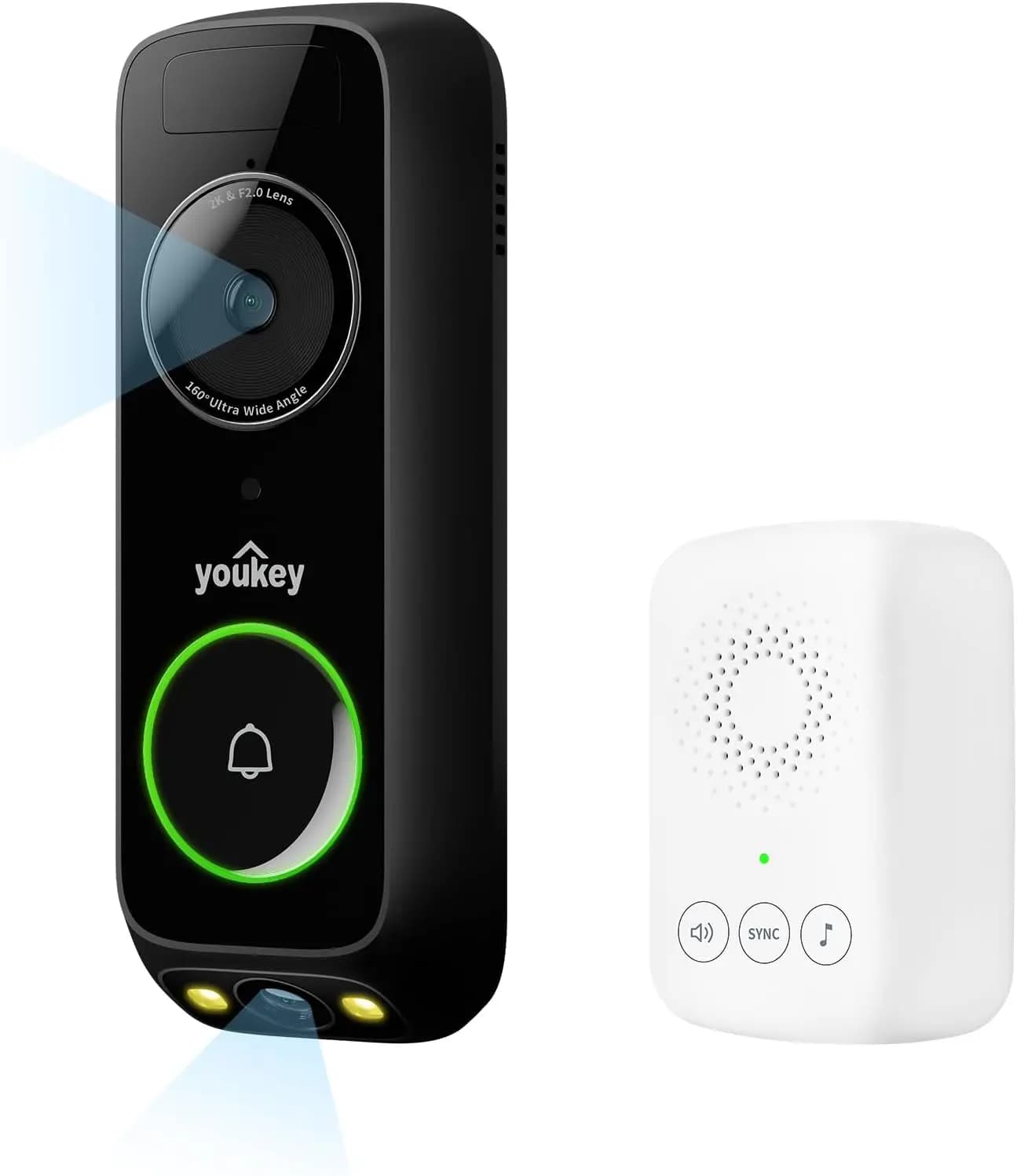 Campanello Video con Doppia Telecamera - 2K HD, Senza Canone Mensile, 8GB di Memoria, Compatibile con Alexa e Google Assistant