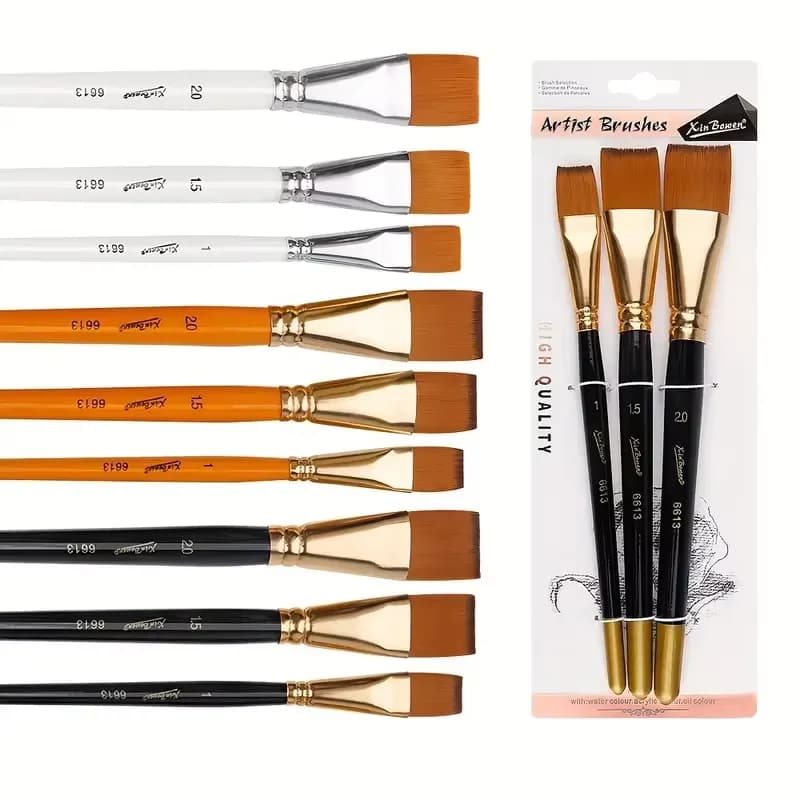 3pcs/Set Oil Painting Brushes,Paint Brush Set,Nylon Art Paint,Acrylic Paint Brushes for Body Painting,Oil Painting Brushes
