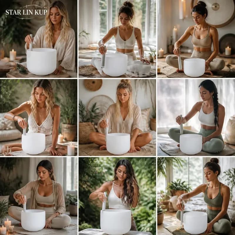 STAR LIN KUP 6 Inch Frosted Crystal Singing Bowl 432Hz Quartz Sound Healing Meditation Chakra Yoga Therapy Instrument