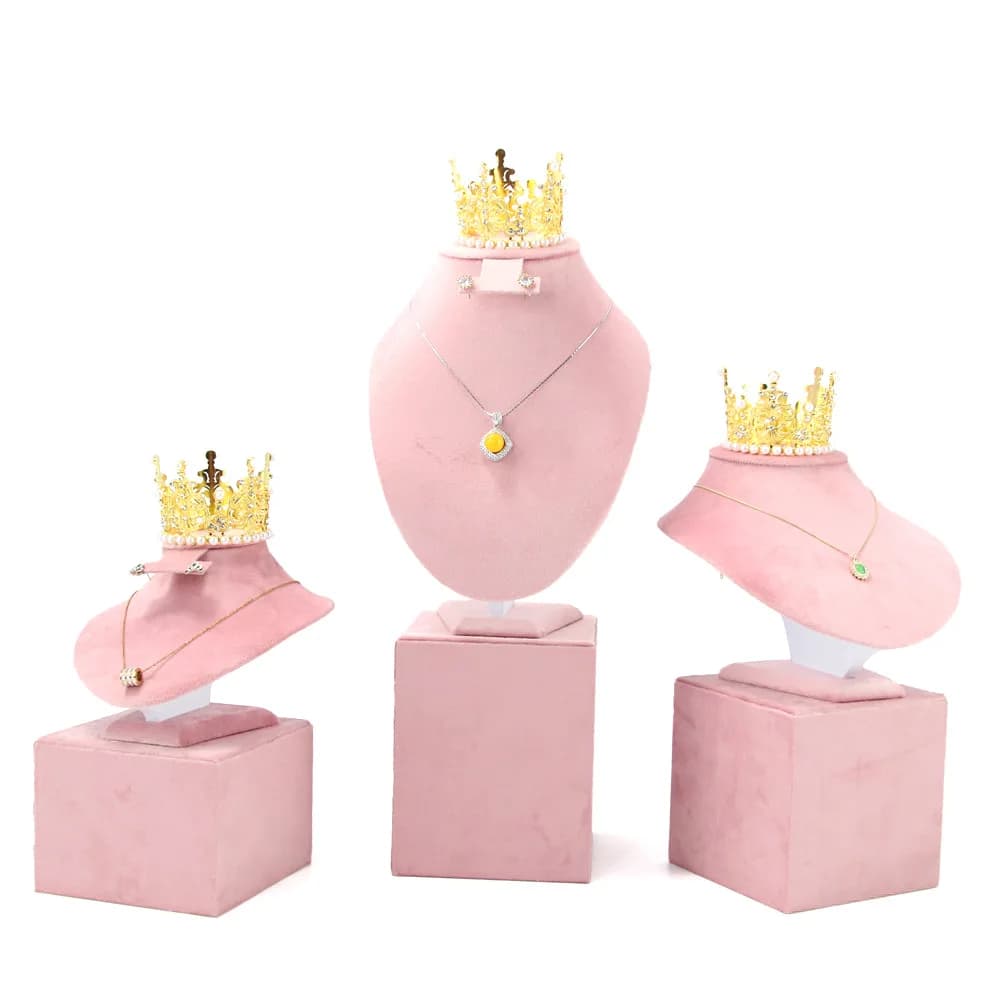 1 Pcs Jewelry Rack Display All Pink Velvet Cloth Window Necklace Ring Jewelry Display Props High-End Display Props