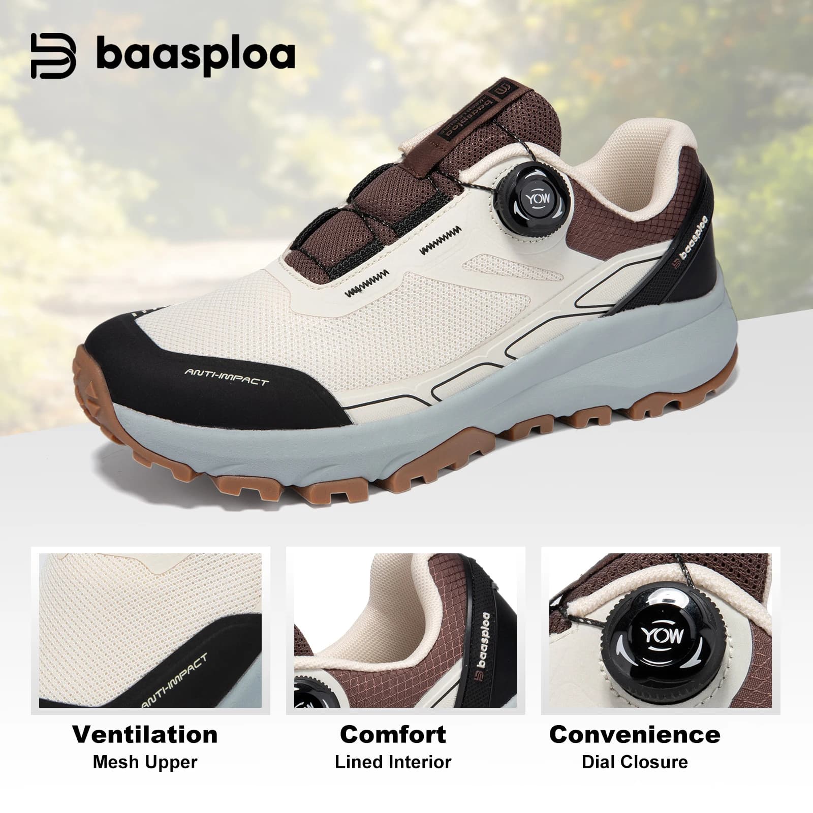 Baasploa Outdoor Men's Trekking Shoes New High Quality Trekking Climbing Shoes Luxury Design Outdoor Shoes With Male Rotating Button