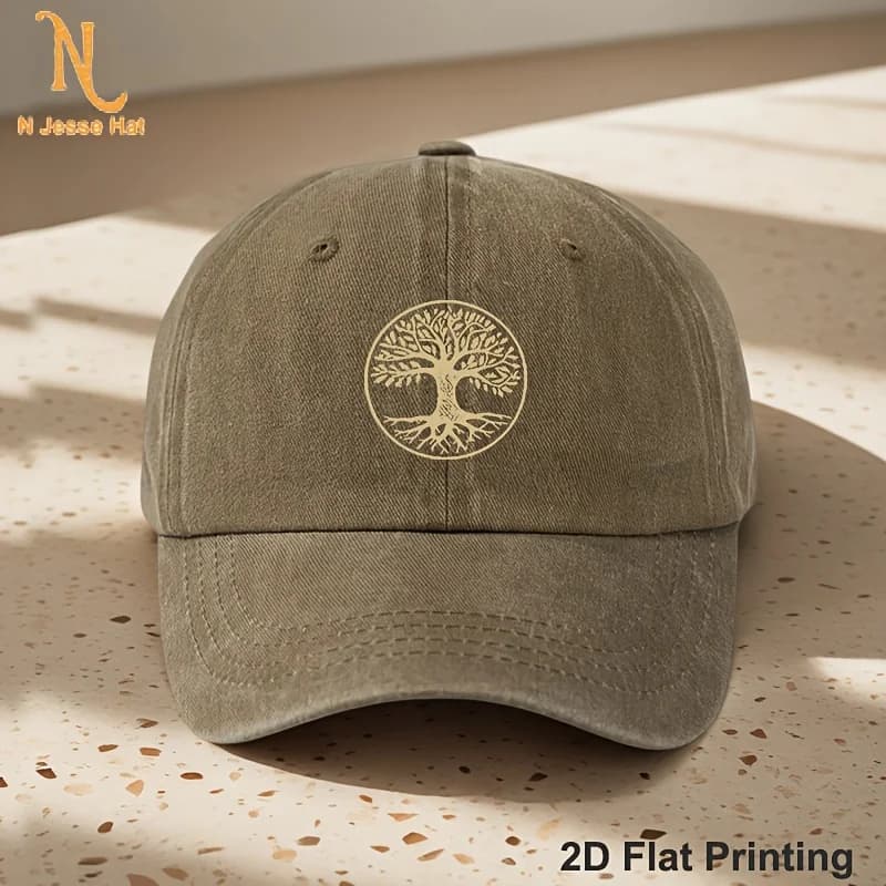 A Small Tree" Distressed Baseball Cap with Fun Print - Breathable Hat for Women and Men - Adjustable Golf and Sun Hat, Outdoor C