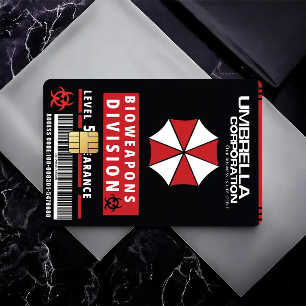 Gioco R-Resident E-Evil Bank Carte di credito Adesivi per passaggio autobus Decorazione cool Carta impermeabile da 4 pezzi