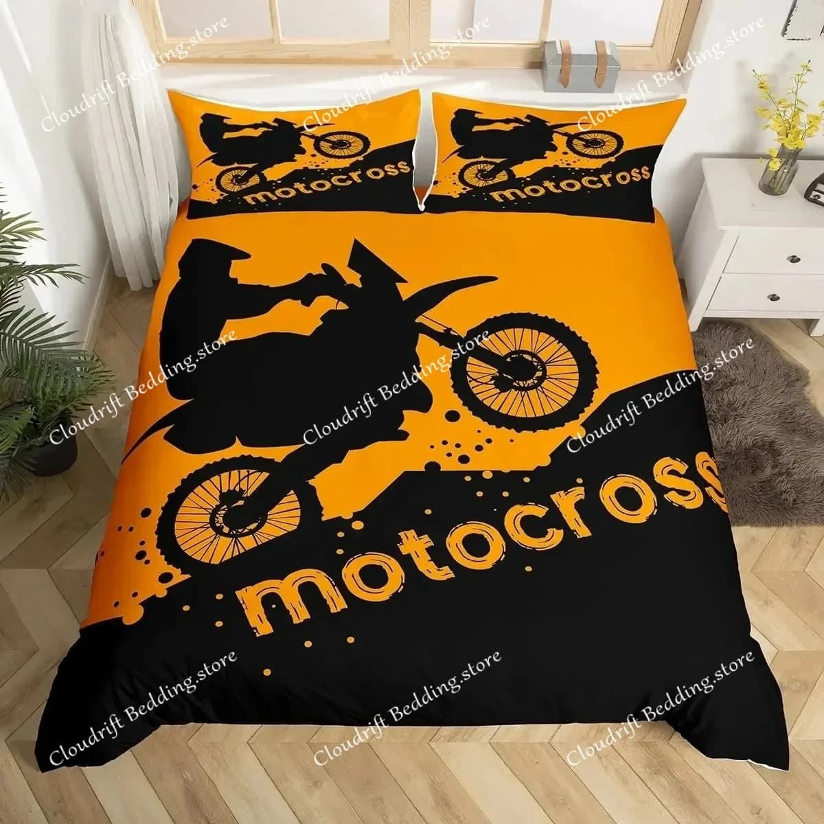 Set di Biancheria da Letto Motocross, Copripiumino per Motociclisti, Coperta per Sport Estremi, Copripiumino per Moto da Cross