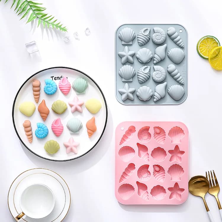 Stampo in silicone con 16 forme diverse: conchiglie, stelle marine e altre forme, per resina epossidica, ghiaccio, cioccolato e torte