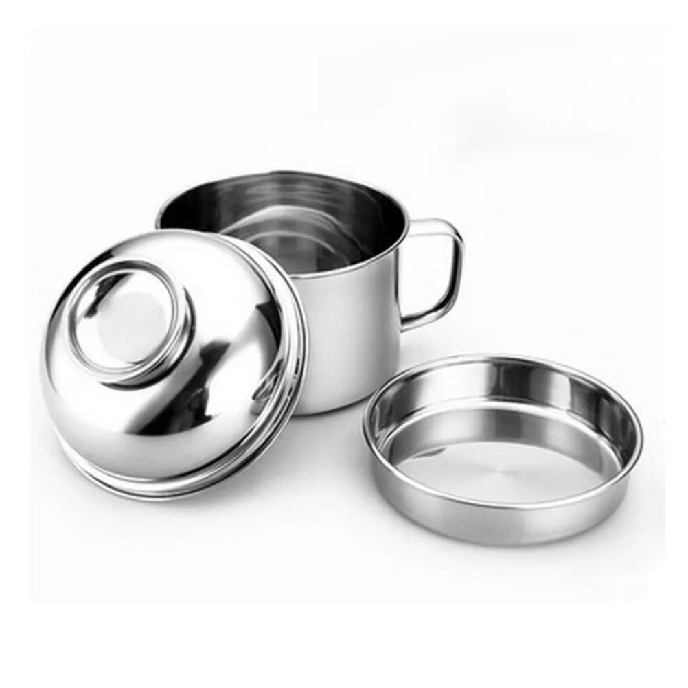 Contenitore per Alimenti in Acciaio Inox da 14 Cm, Doppio Strato Rinforzato, per Pranzo all'Aperto, Lavoro, Viaggi