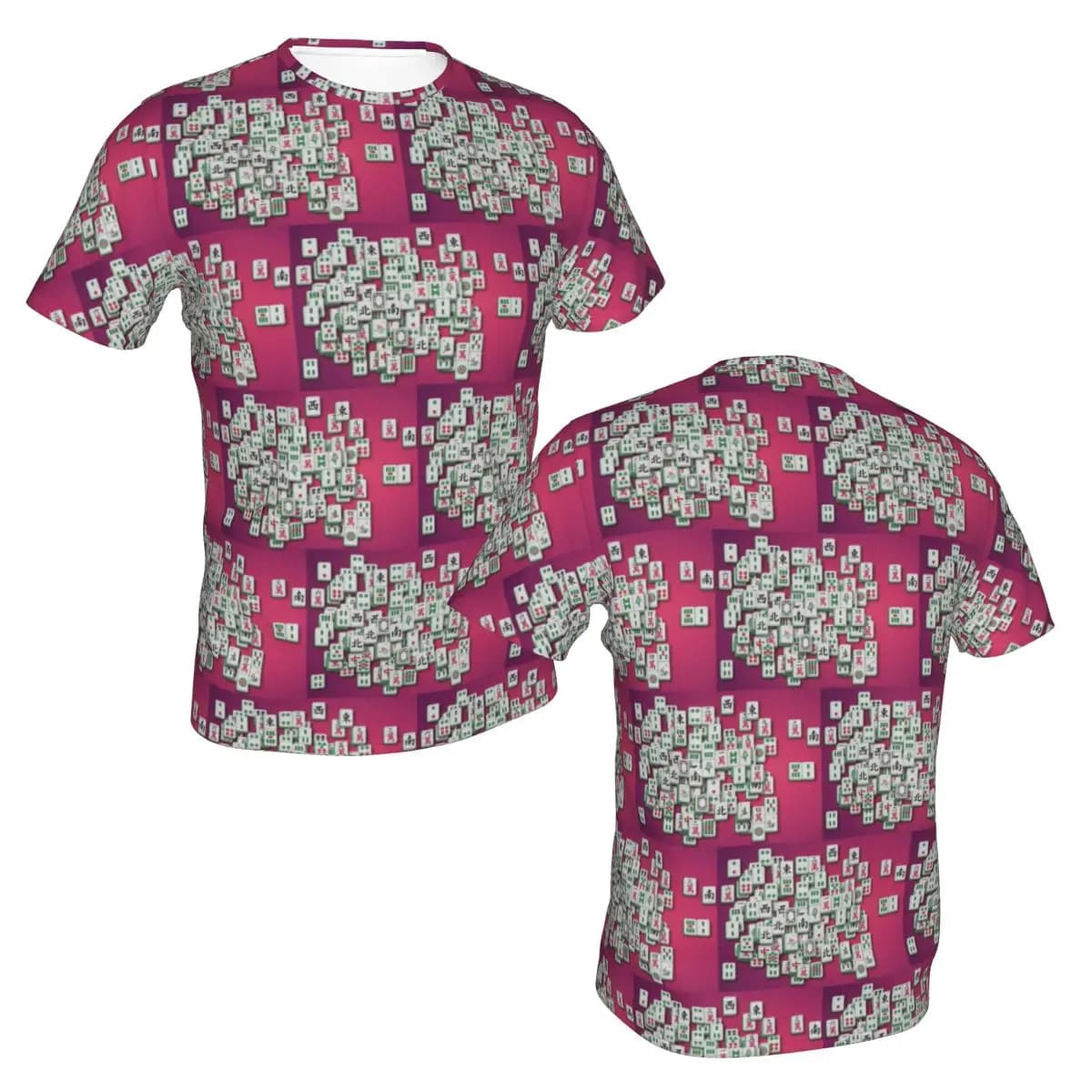 T-shirt con motivo Mahjong Tile, t-shirt alla moda da uomo, camicie estive con scollo a O