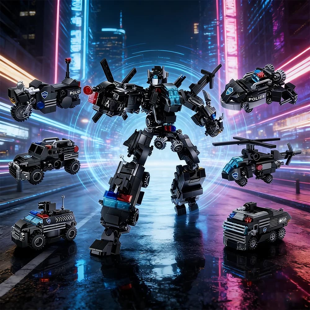 Set di Blocchi da Costruzione Robot Mecha 6 in 1 Multi-Combinazione, 691 Pezzi, Figura Trasformabile, Giocattoli Educativi, Regali Creativi per Bambini