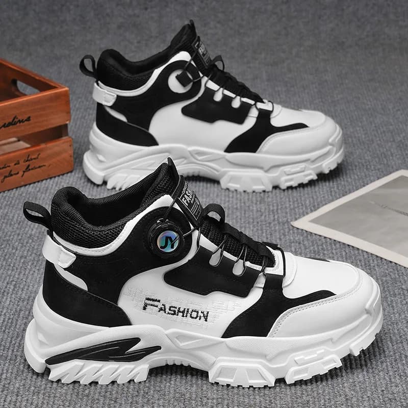 Scarpe sportive da uomo alte con chiusura a rotazione, nuovo stile autunnale, alla moda, versatili, comode e casual
