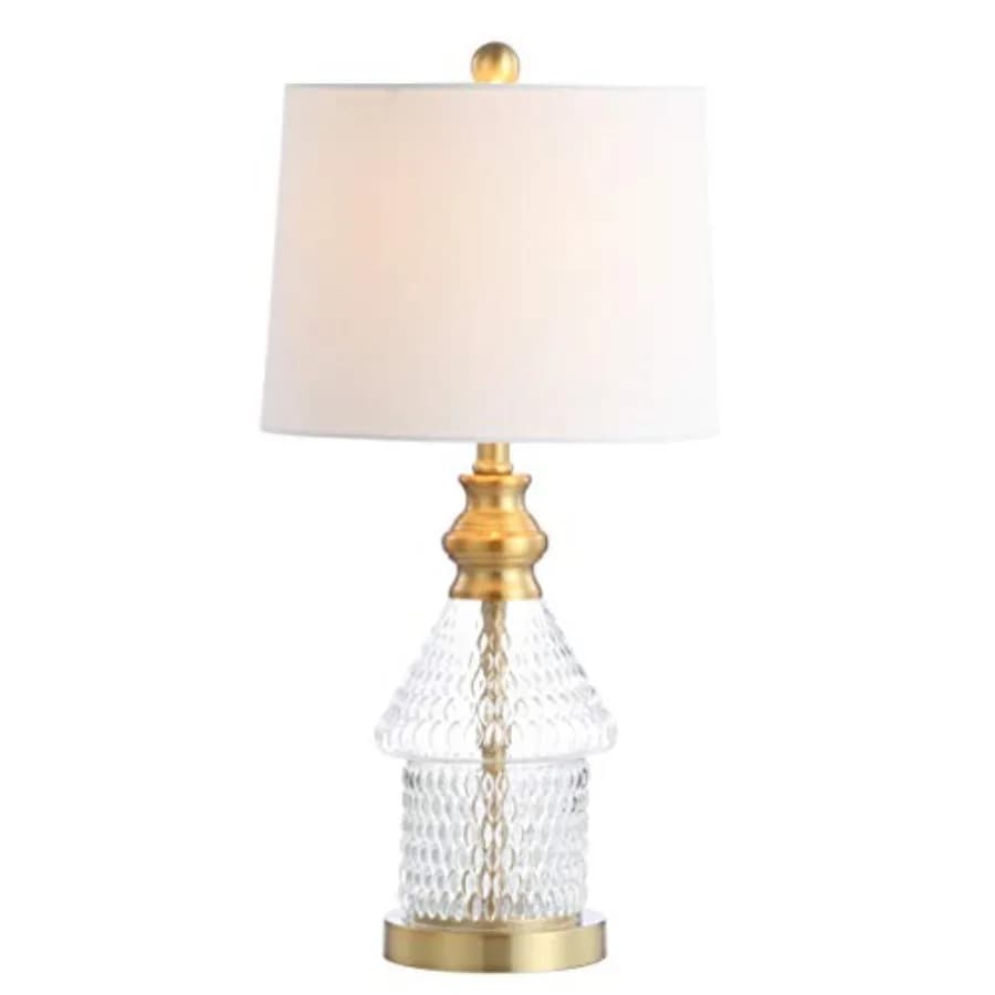 Collezione Lighting Camden, lampada da tavolo trasparente/ottone dorato da 25 pollici per camera da letto, soggiorno, ufficio, comodino, lampada da tavolo con lampadina LED inclusa