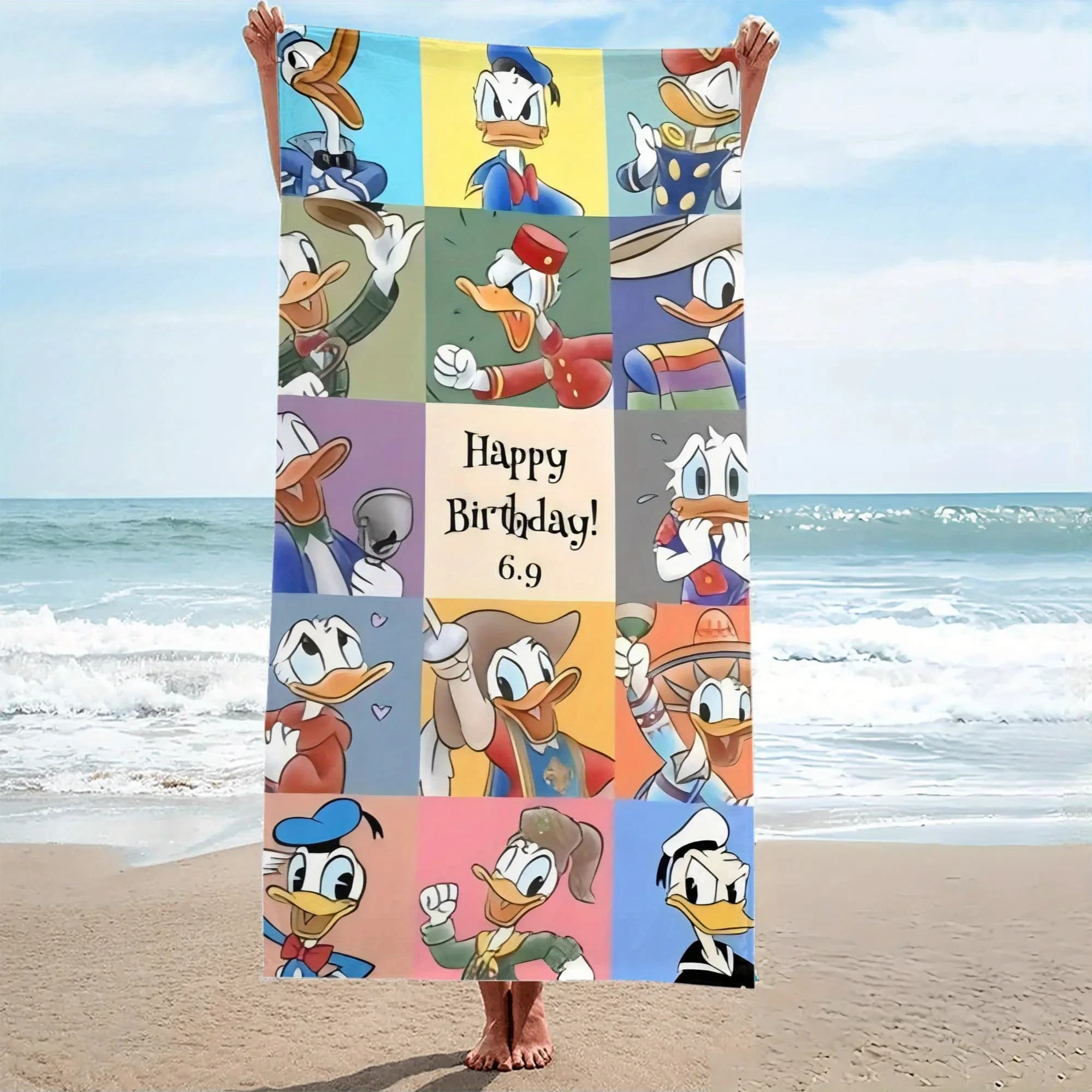 Asciugamano da spiaggia in microfibra Donald Duck - Asciugatura rapida, assorbente, morbido e leggero, ideale per viaggi, campeggio e vacanze al mare.