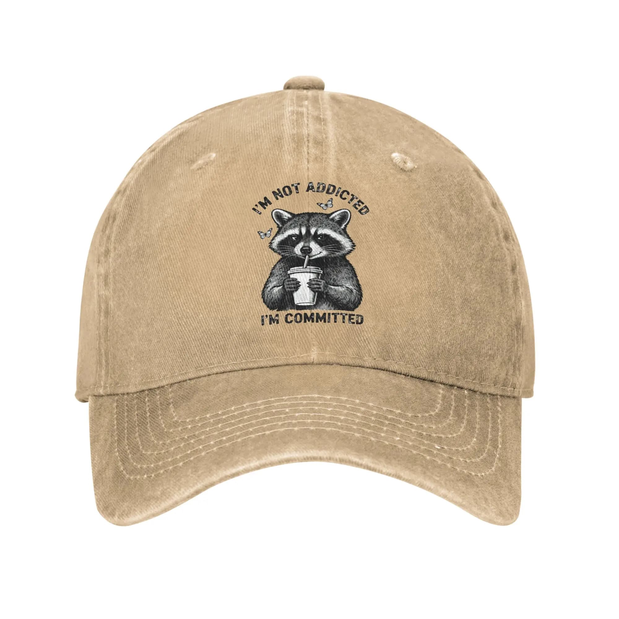 Im Not Addicted Im Committed Coffee Raccoon Butterfly Art Baseball Cap Men Hats Women Visor Protection Snapback Caps