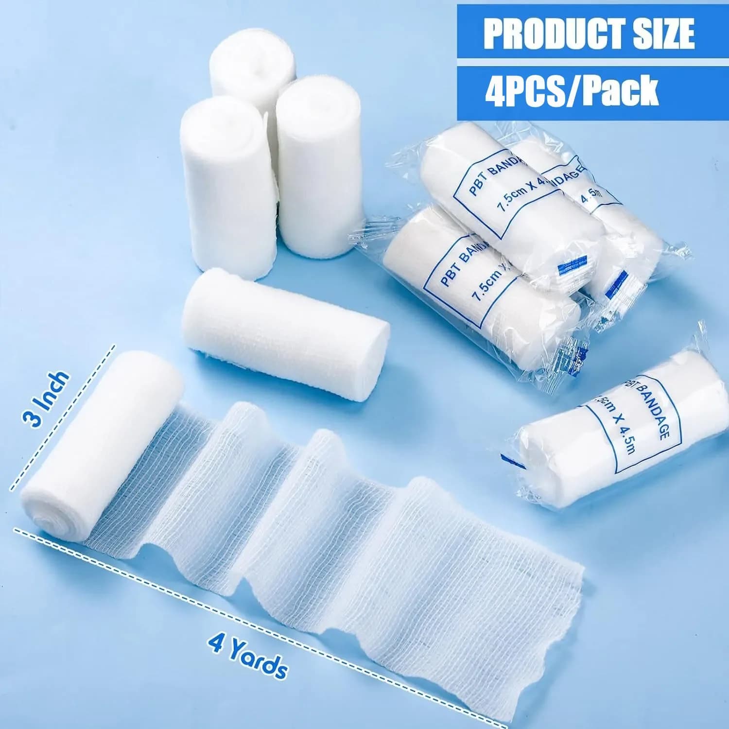 4 pz/lotto fasciatura elastica PBT traspirante per esterni conforme al pronto soccorso garza di emergenza fissaggio medicazione per ferite Kit di pronto soccorso