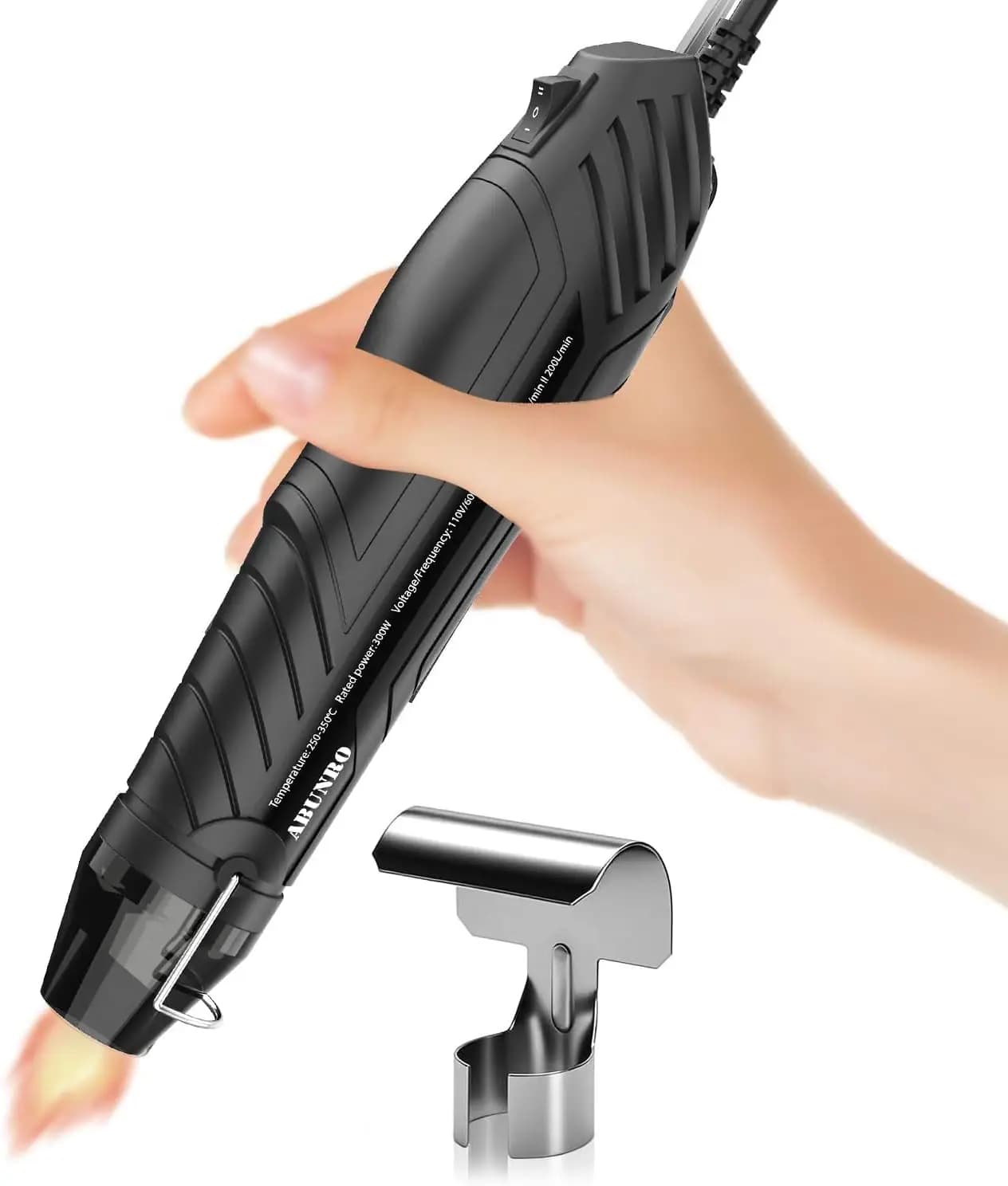 Mini pistola termica con 2 impostazioni di temperatura 482 ℉ & 662 ℉ Cavo da 6,6 piedi a riscaldamento rapido con ugello riflettente per lavori artigianali