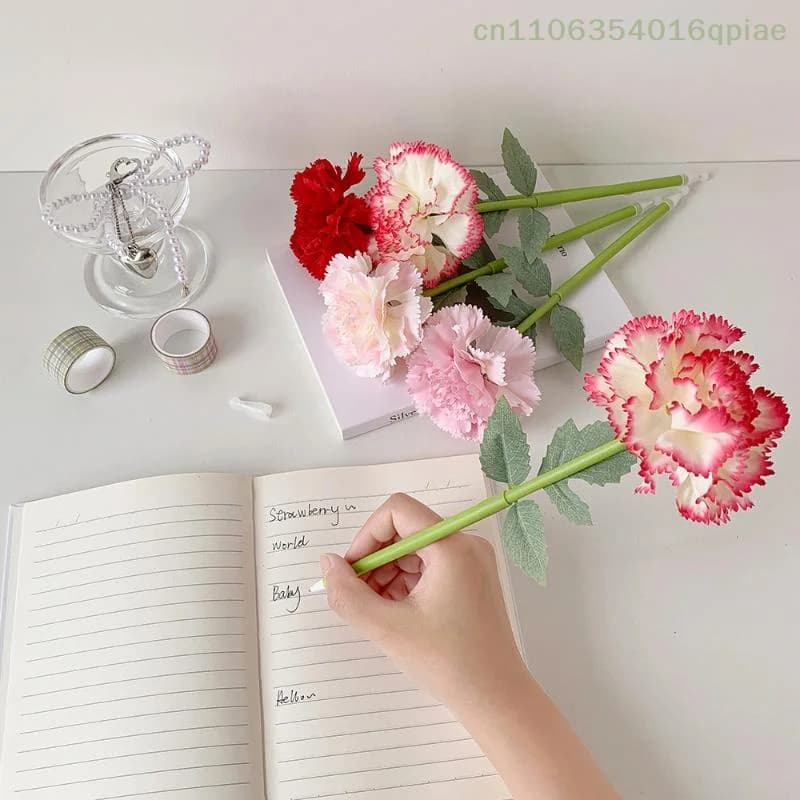 Artificial Flower Ballpoint Pen Gel Pens Smooth Writing Creative Flower Design Teacher's Day Gift for School Office Desk