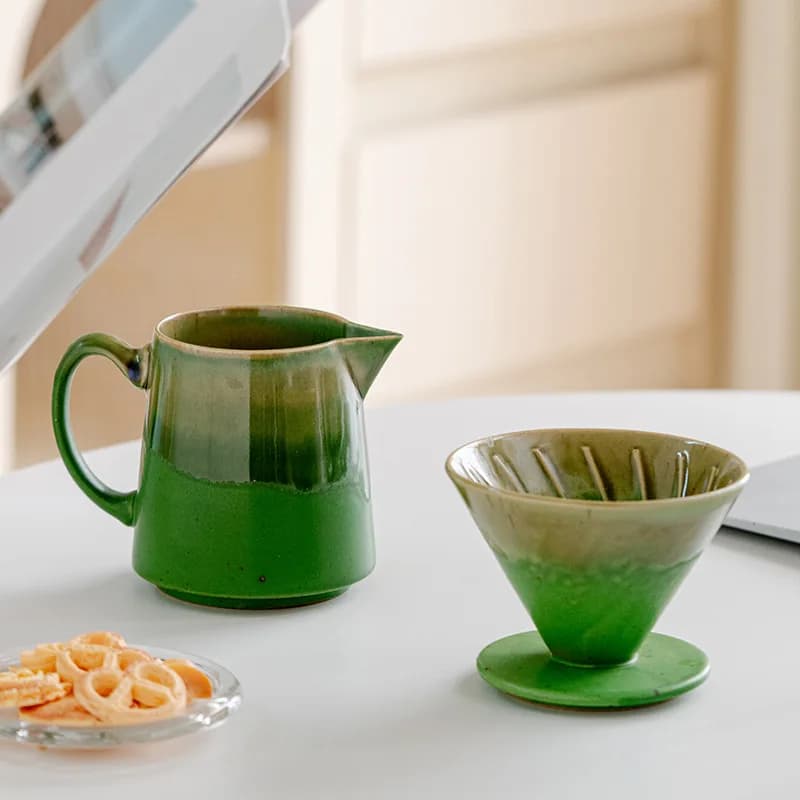 430ml Ceramic Pour Over Coffee Dripper Set with Mug 1-2 Cups Hand Drip Coffee Filter Cup Reusable Coffee Funnel Brewer for Home