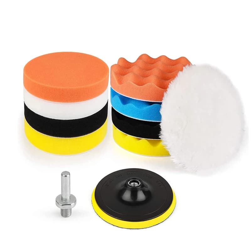 3/4/5 ''disco per lucidatura per auto 11 pz/set autoadesivo lucidatura ceretta spugna ruota di lana tampone per lucidatore per auto adattatore per trapano