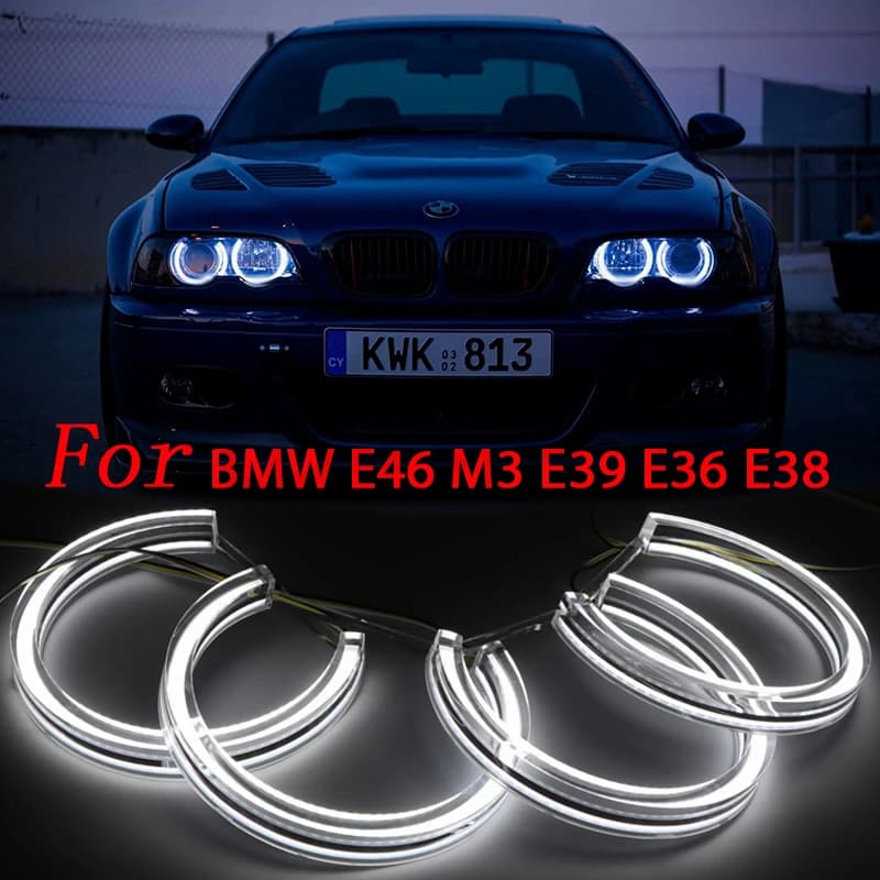 Cristallo LED Angel Eyes Per BMW E46 M3 E38 E39 E36 Faro Allo Xenon Tuning DTM Stile Halo Anelli DRL Luce Diurna Retrofit 131mmx4