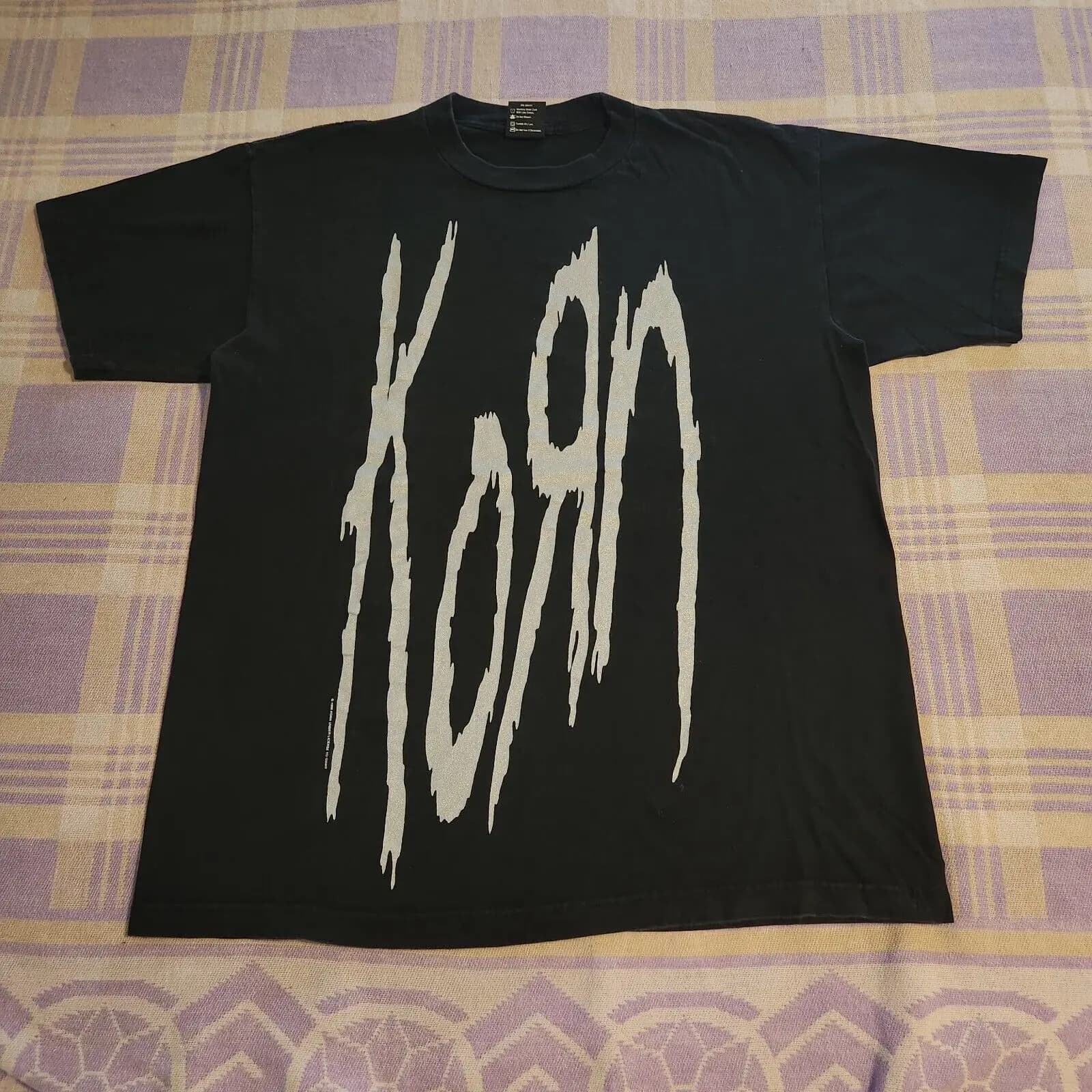 KoRn T shirt Giant Life Is Peachy Black Silver 1996 Band Cotton Vtg Men L