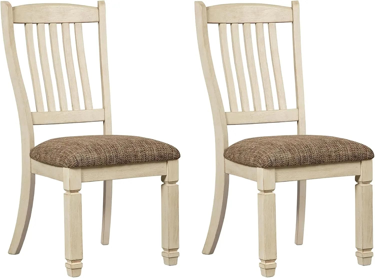 Modern Upholstered Dining Room Chairs Set Of 2, Elegant Cushioned Side Chair Seating, Fabric High Back Kitchen Dinner Table Accent Chairs For Cafe Restaurant, Antique White