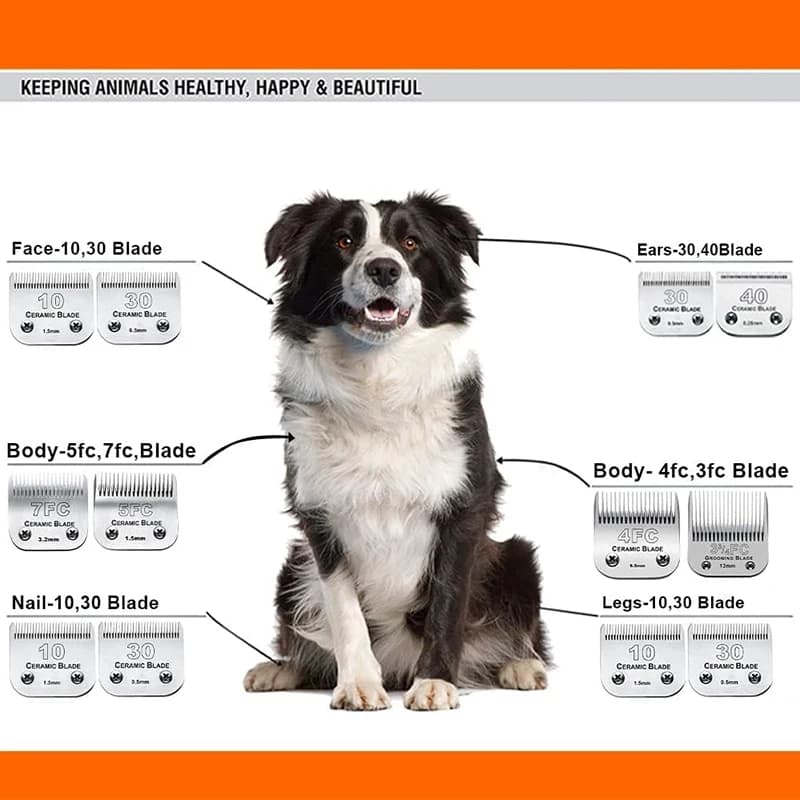 Confezione da 7 lame di ricambio per toelettatura cani compatibili con Andis Pet Clipper/Oster A5/Wahl KM Series # 10+30+40+3FC+4FC+5FC+7FC