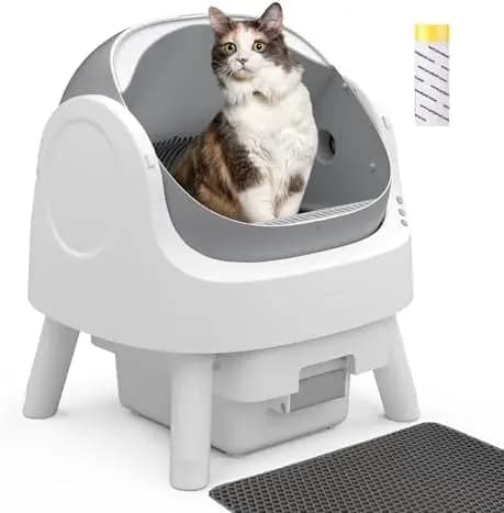 Self-Cleaning Automatic Litter Box with Open Top Design, Spacious and Stress-Free for Cats, 10L Large Waste Bin and