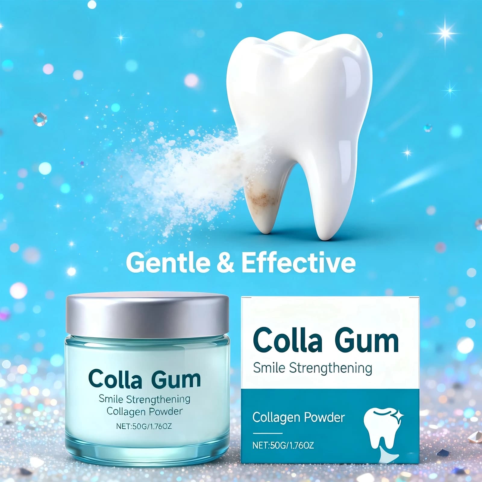 Collagen Powder for Tooths: Whitening, Fresh Food, Genuine Repair, Dental Surface Cleaning, Macchie Removal, Oral Care