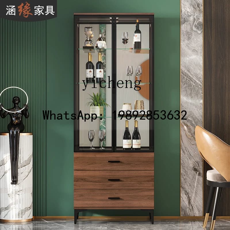 Vetrina per vini in vetro B-4 da soggiorno, mobiletto moderno e semplice per sala da pranzo, vetrina espositiva e contenitore.