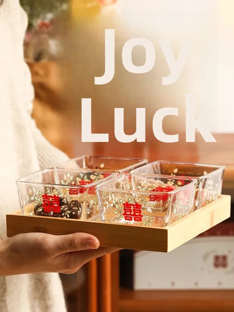Piatto in Vetro Blue Lotus a Quattro Scomparti per Frutta, Uso Domestico, Speciale per Matrimoni, per Noci e Frutta Secca, Regalo per Nuova Casa