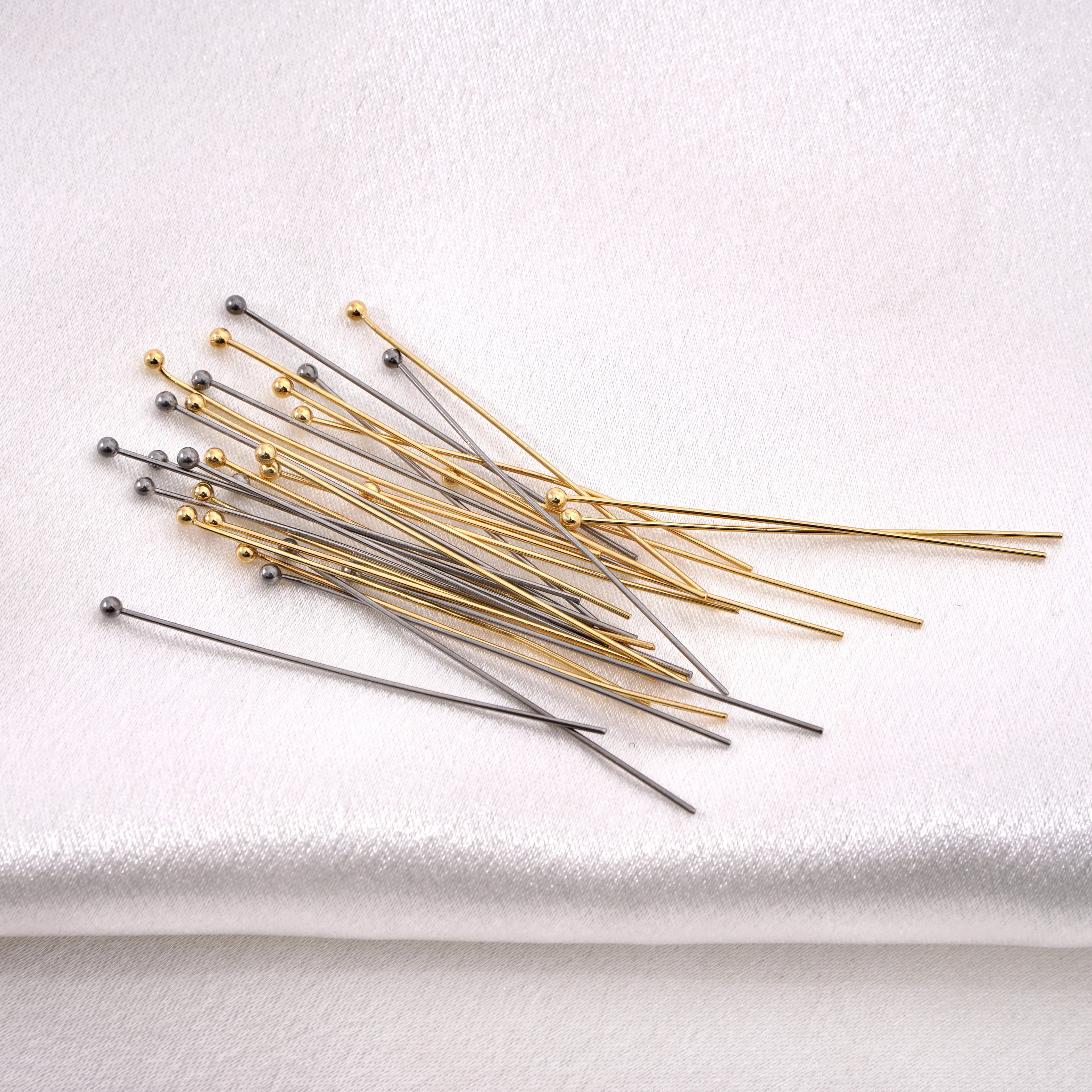 50-100pcs Stainless Steel Rhodium/Gold Color Ball Head Pins For Jewelry Making Earrings Headpins Accessories Handmade Supplies