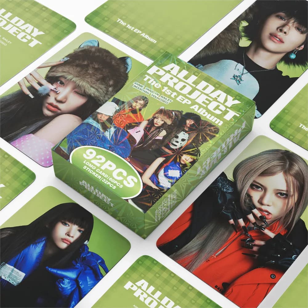 92Pcs/Set Idol ALLDAY PROJECT New Album FAMOUS Lomo Cards And Stickers Postcard ANNIE BAILEY TARZZAN WOOCHAN YOUNGSEO Fans Gifts