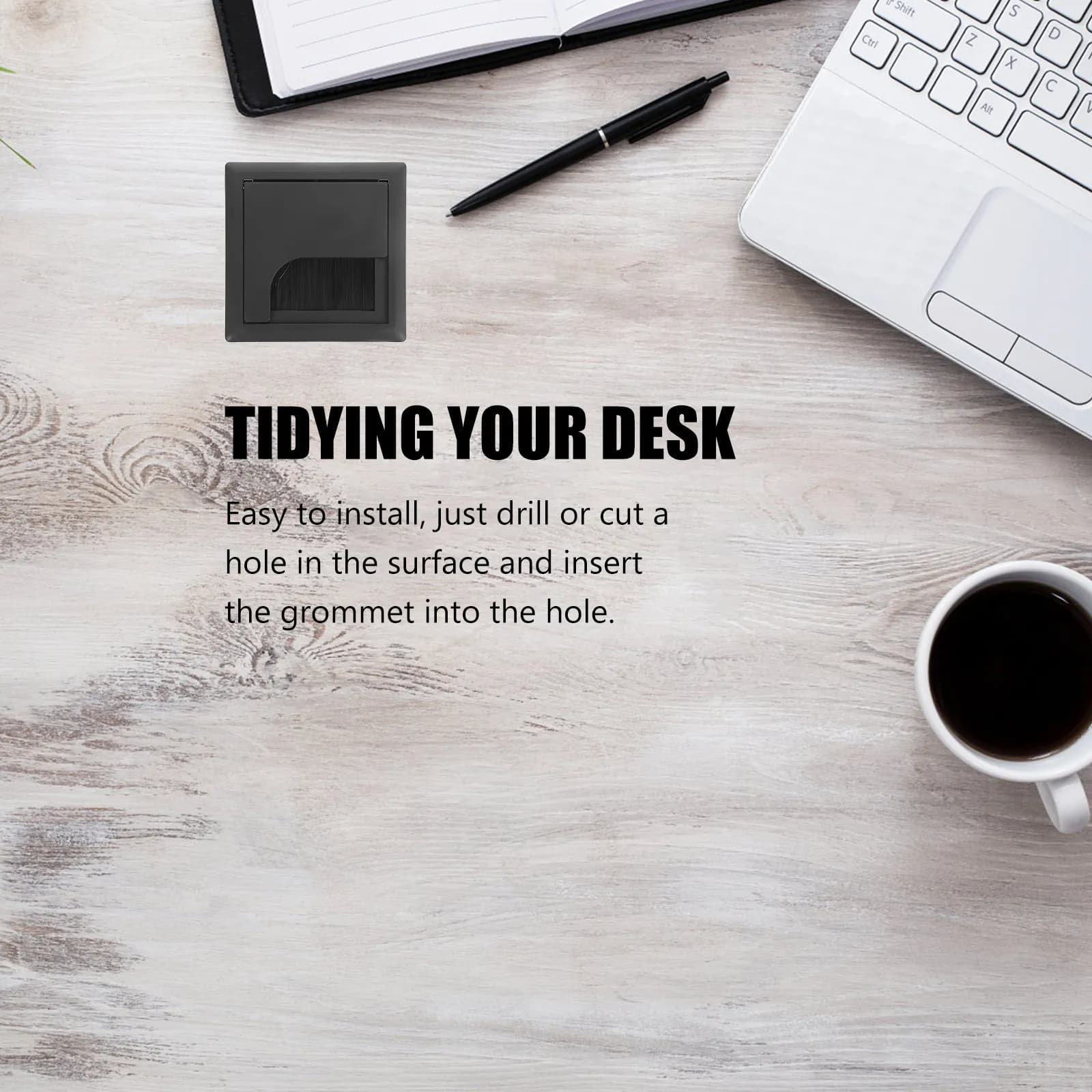 4Pcs Square Desk Grommet Cable Management Hole Cover for Tidying Wires on Computer Desks Office Equipment Home Entertainment