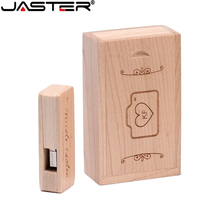 JASTER Scatola di legno Chiavette USB 128 GB Regalo di nozze creativo Memory stick 64 GB Logo personalizzato gratuito Pen Drive 32 GB Pendrive 16 GB U