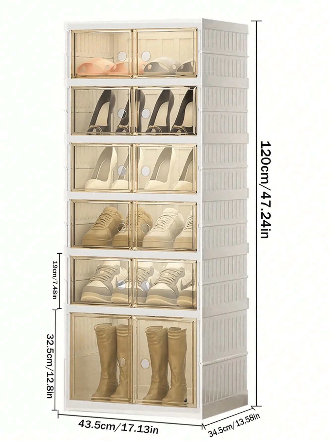 3/6/9layers Foldable Shoe Rack, Suitable For The Entrance Of Wardrobe, Stackable Transparent Shoe Box Storage Box With Cover Pla